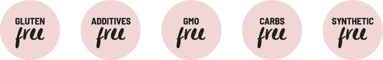 Tuote on gluteeniton, lisäaineeton, GMO-vapaa, hiilihydraatiton eikä sisällä synteettisiä ainesosia